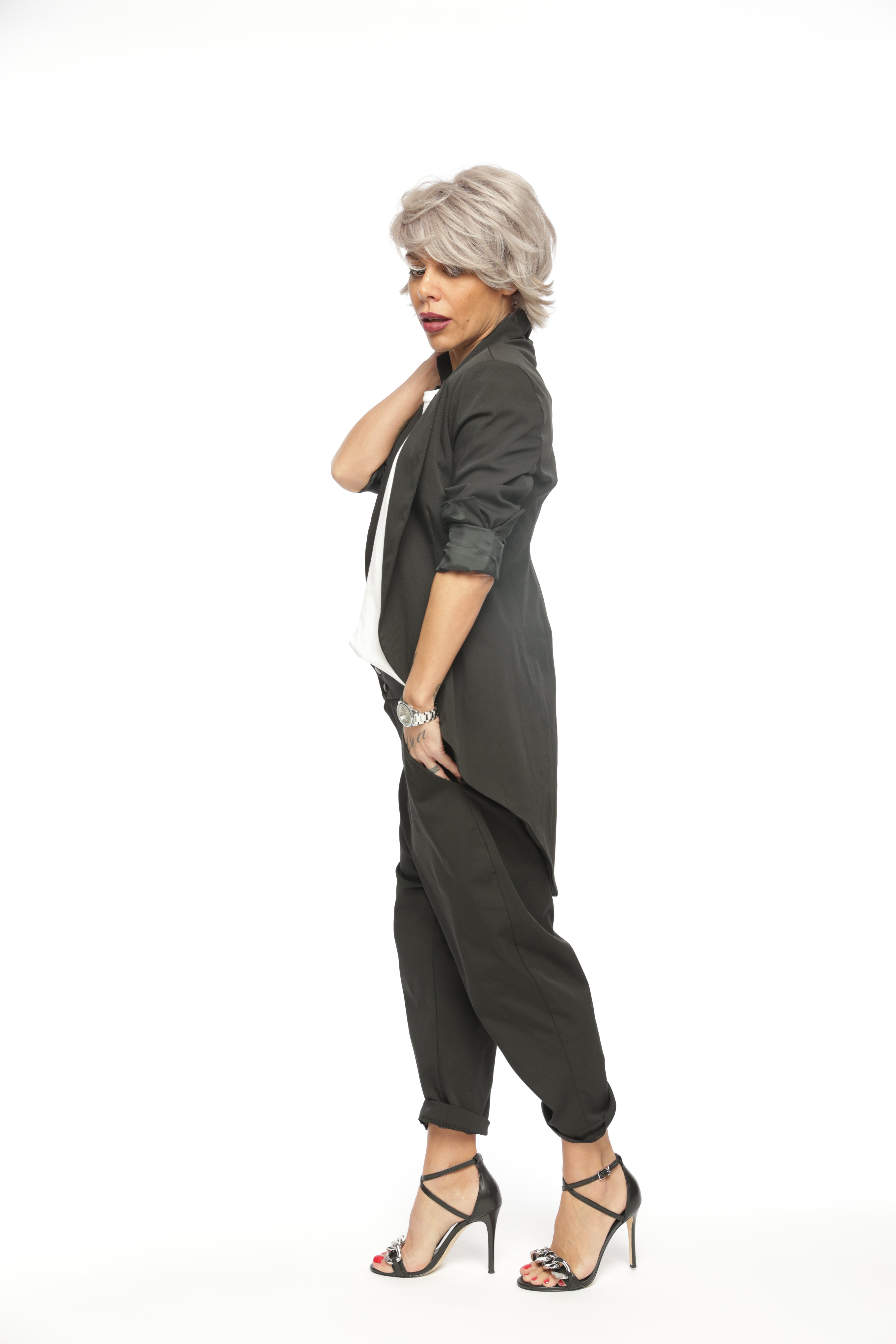 Slim-Fit Blazer Jacket with Long Back