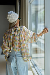 Pastel Plaid Open-Back Shirt