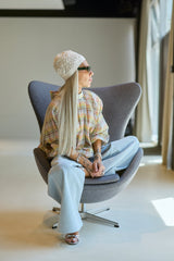Pastel Plaid Open-Back Shirt