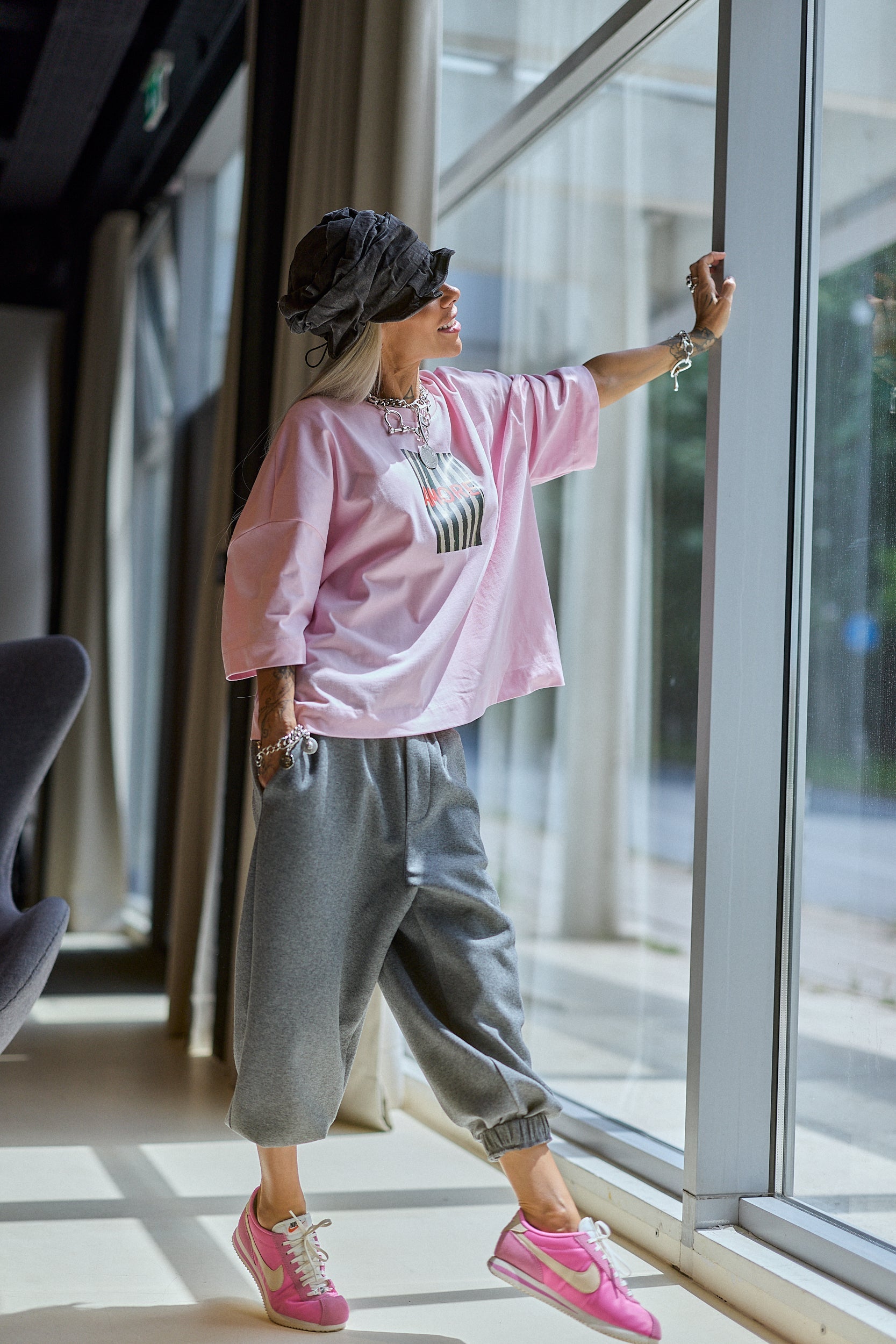 Pink Oversized Graphic T-Shirt