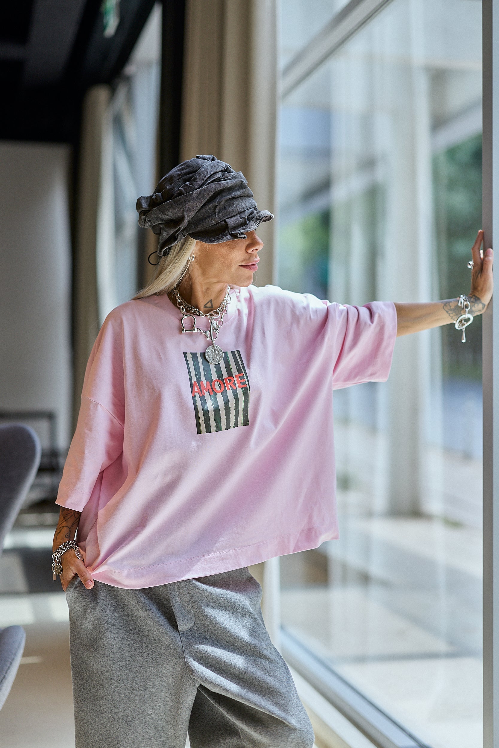 Pink Oversized Graphic T-Shirt