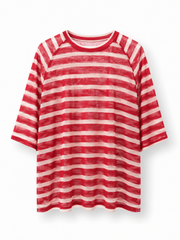 Red & White Striped Oversized T-Shirt