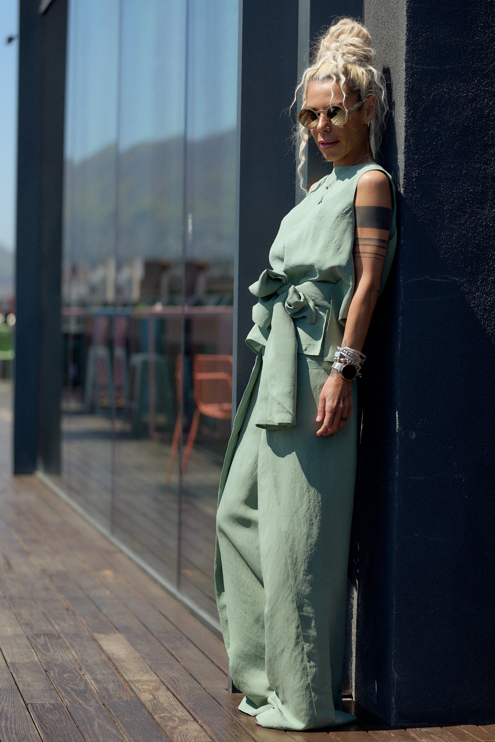 Sage Green Tie-Waist Co-Ord Set