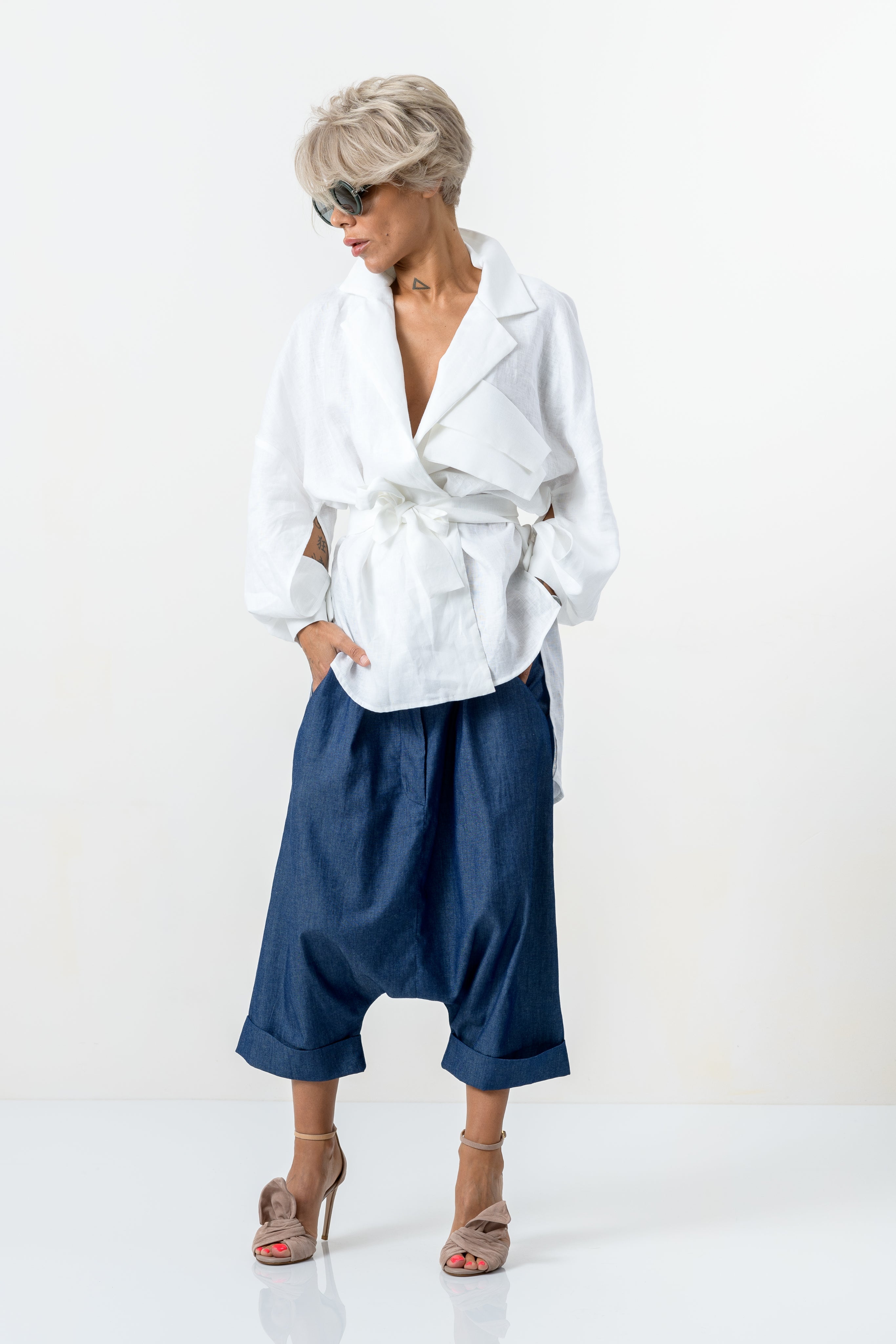 White Asymmetric Extravagant Shirt