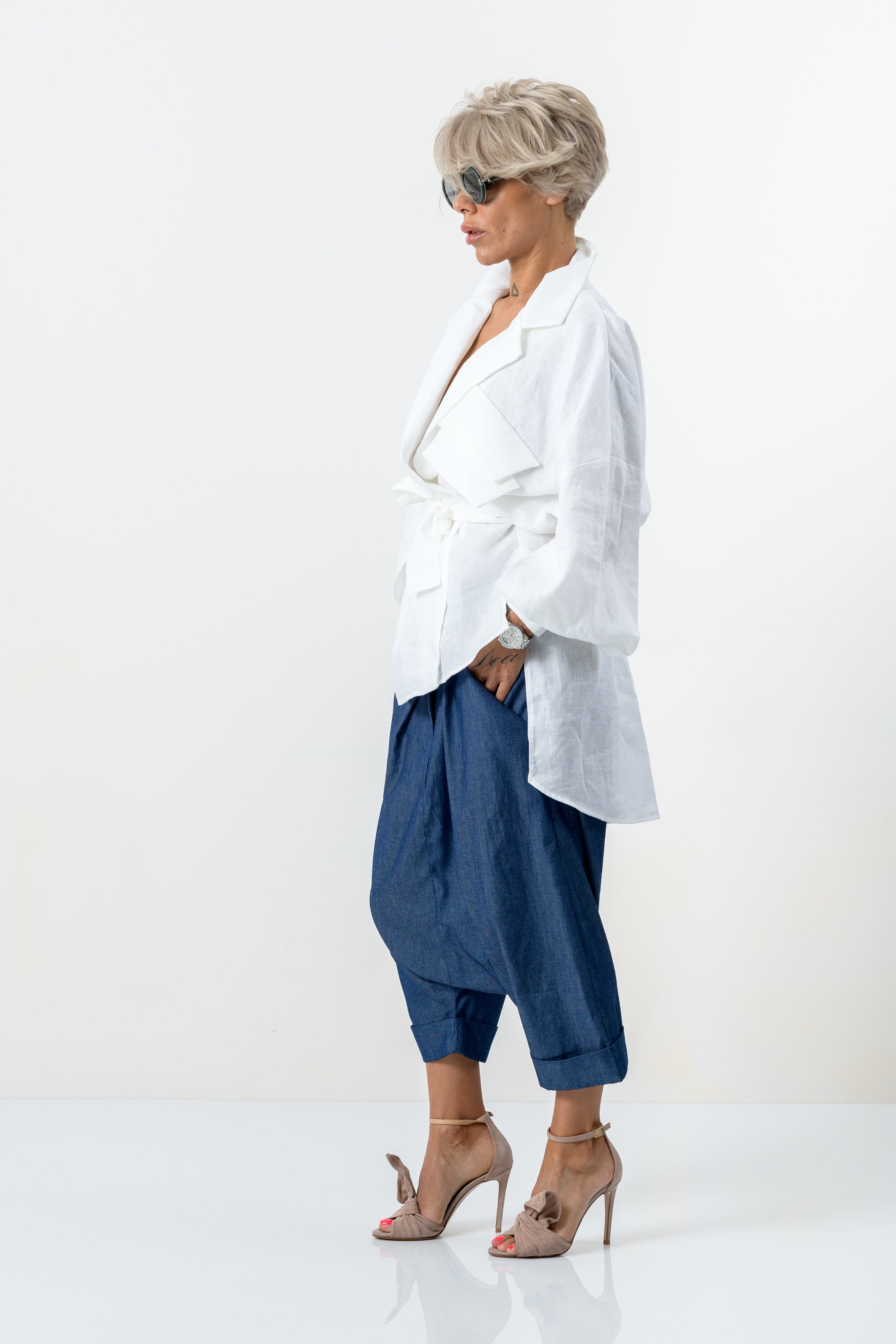 White Asymmetric Extravagant Shirt