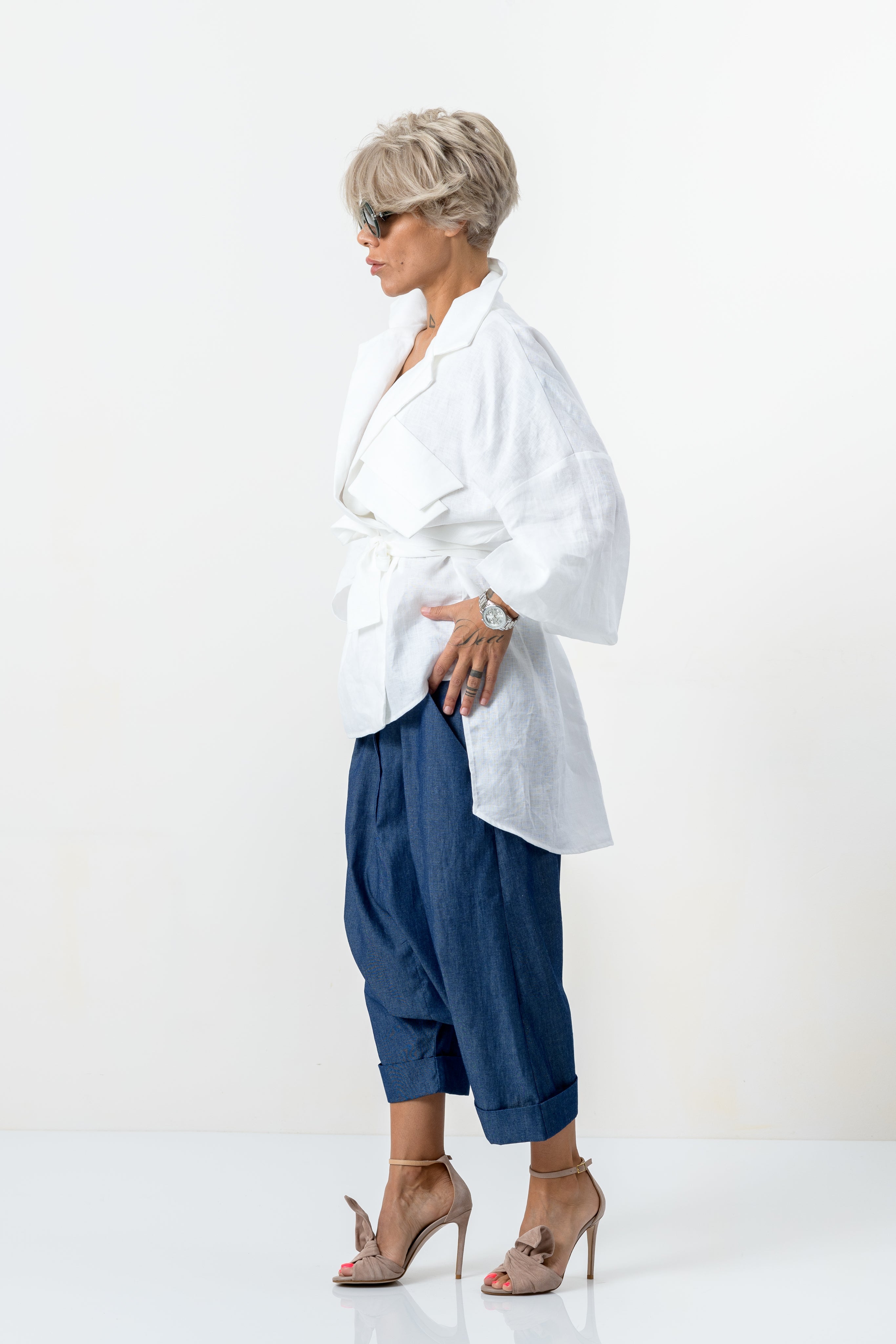 White Asymmetric Extravagant Shirt