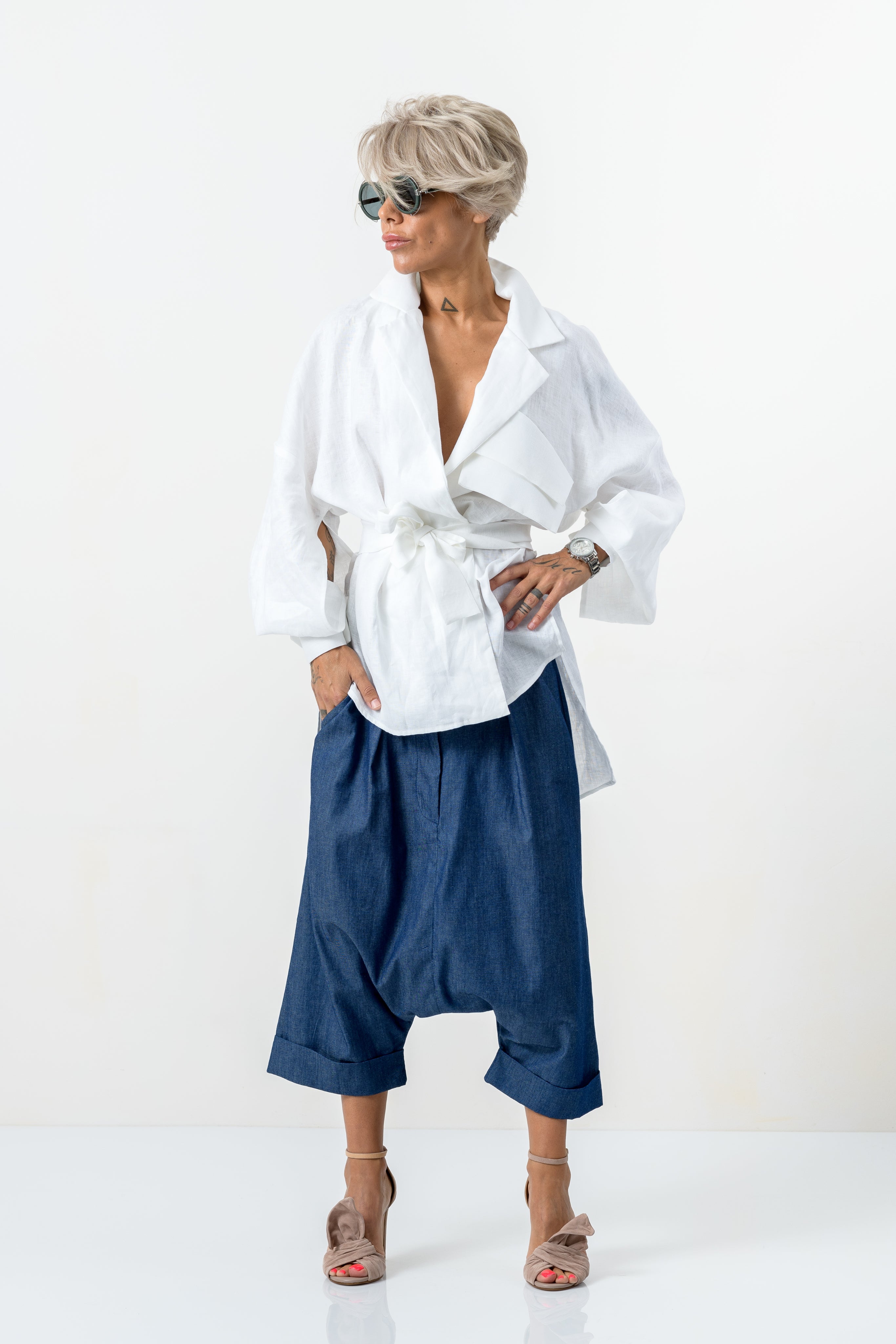 White Asymmetric Extravagant Shirt
