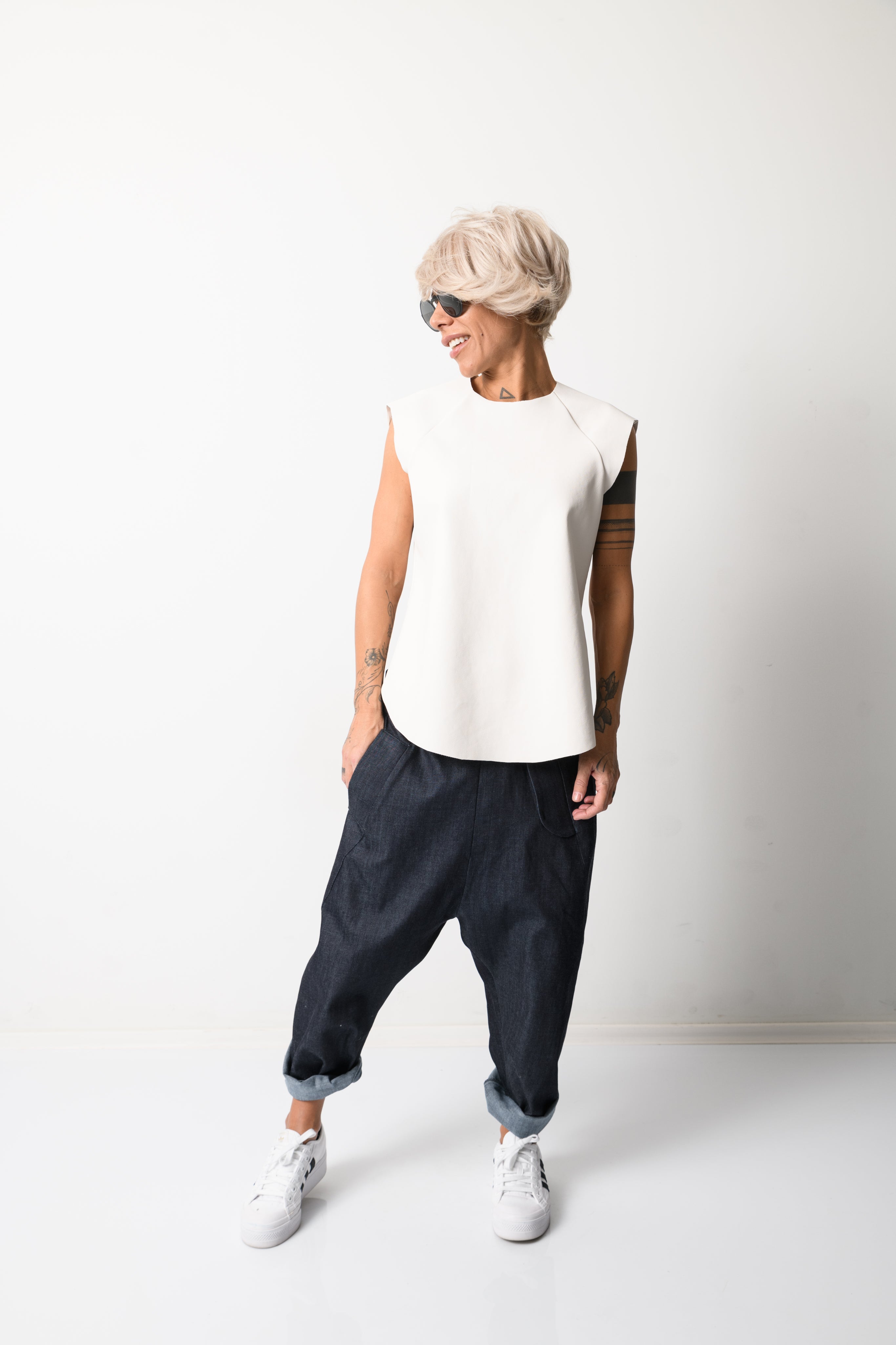 Denim Harem Low Crotch Pants