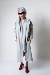Grey Long Oversized Asymmetrical Casual Hoodie Sweatshirt