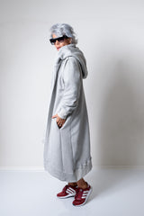 Grey Long Oversized Asymmetrical Casual Hoodie Sweatshirt