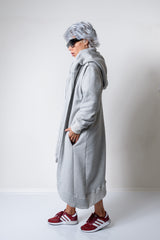 Grey Long Oversized Asymmetrical Casual Hoodie Sweatshirt