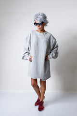 Grey Oversized Asymmetric Long Loose Sweater