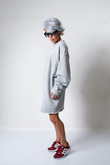 Grey Oversized Asymmetric Long Loose Sweater