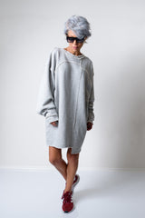Grey Oversized Asymmetric Long Loose Sweater