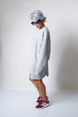 Grey Oversized Asymmetric Long Loose Sweater