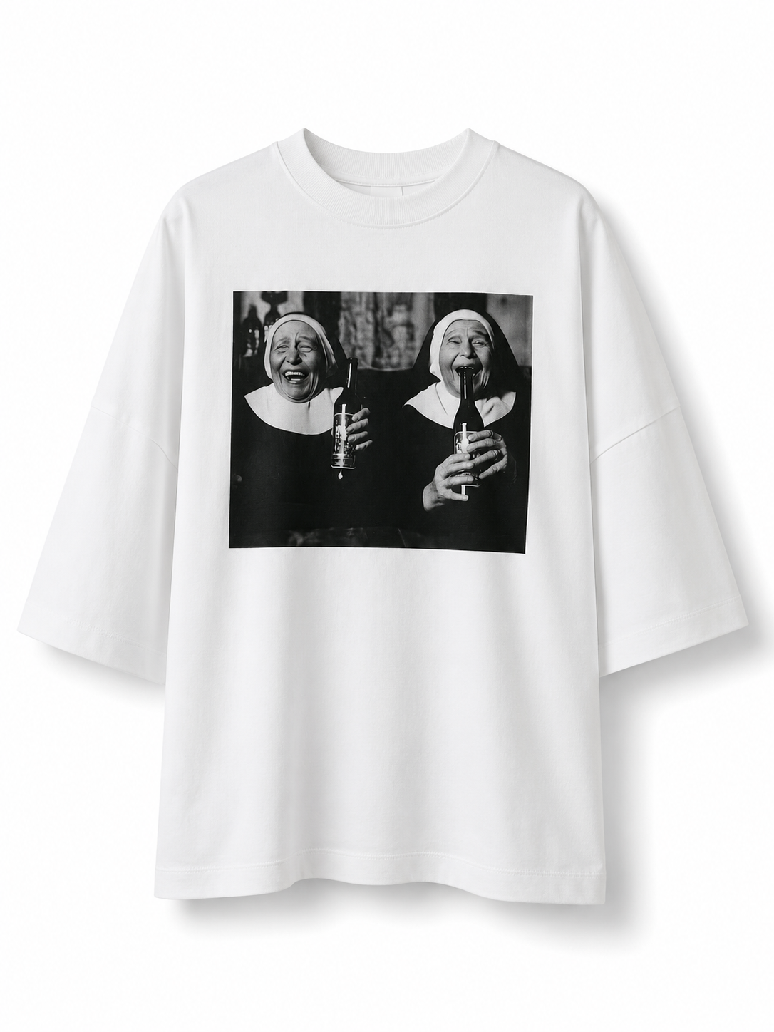 White Oversized Graphic T-Shirt – "Sisters of the Night"