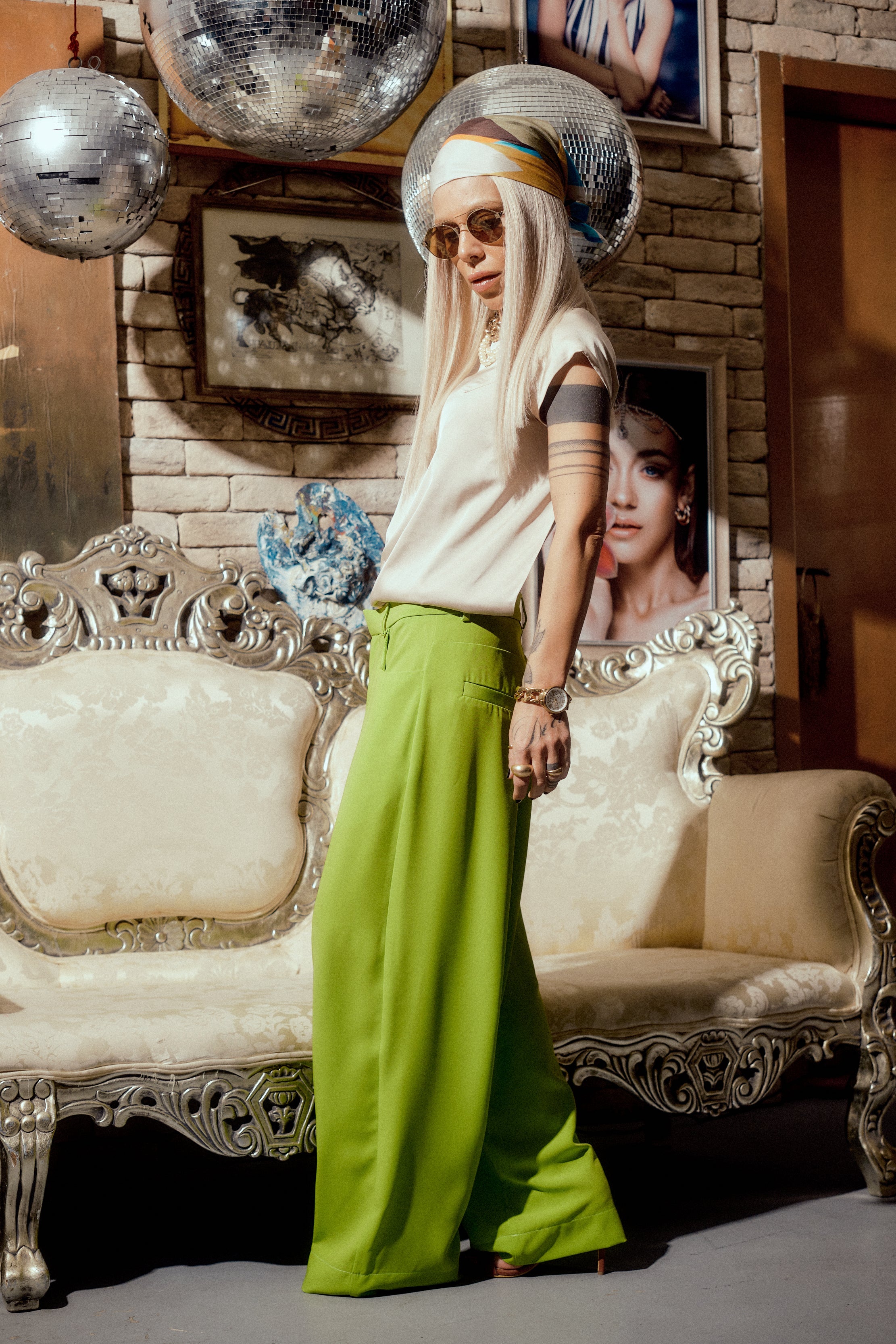 Backless Cream Satin T-Shirt