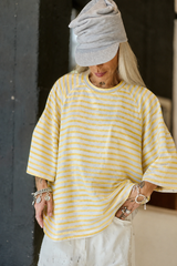 Yellow & White Striped Oversized T-Shirt
